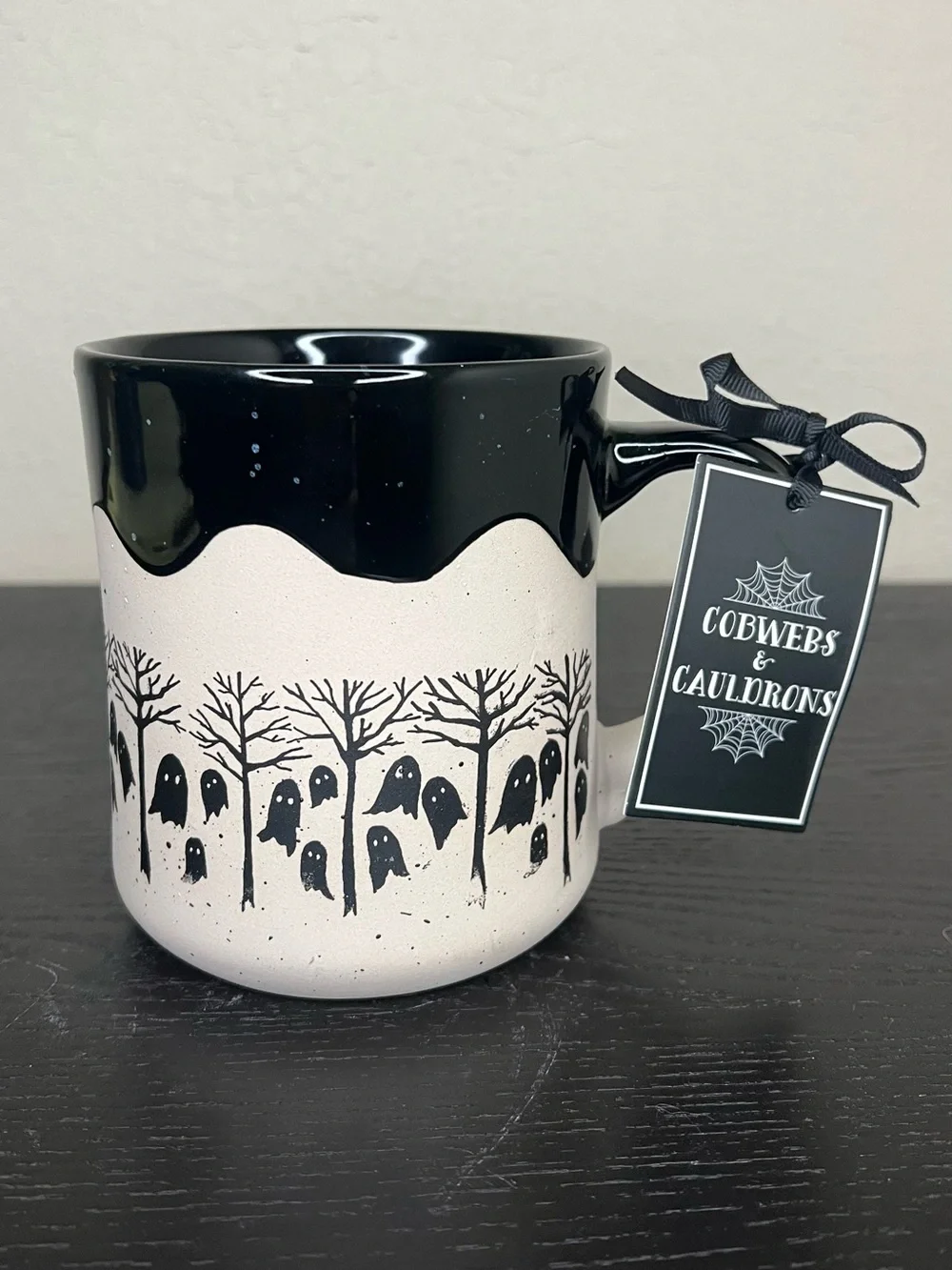 NEW Cobwebs & Cauldrons Halloween Terracotta Dipped Ghosts in Forest Mug
